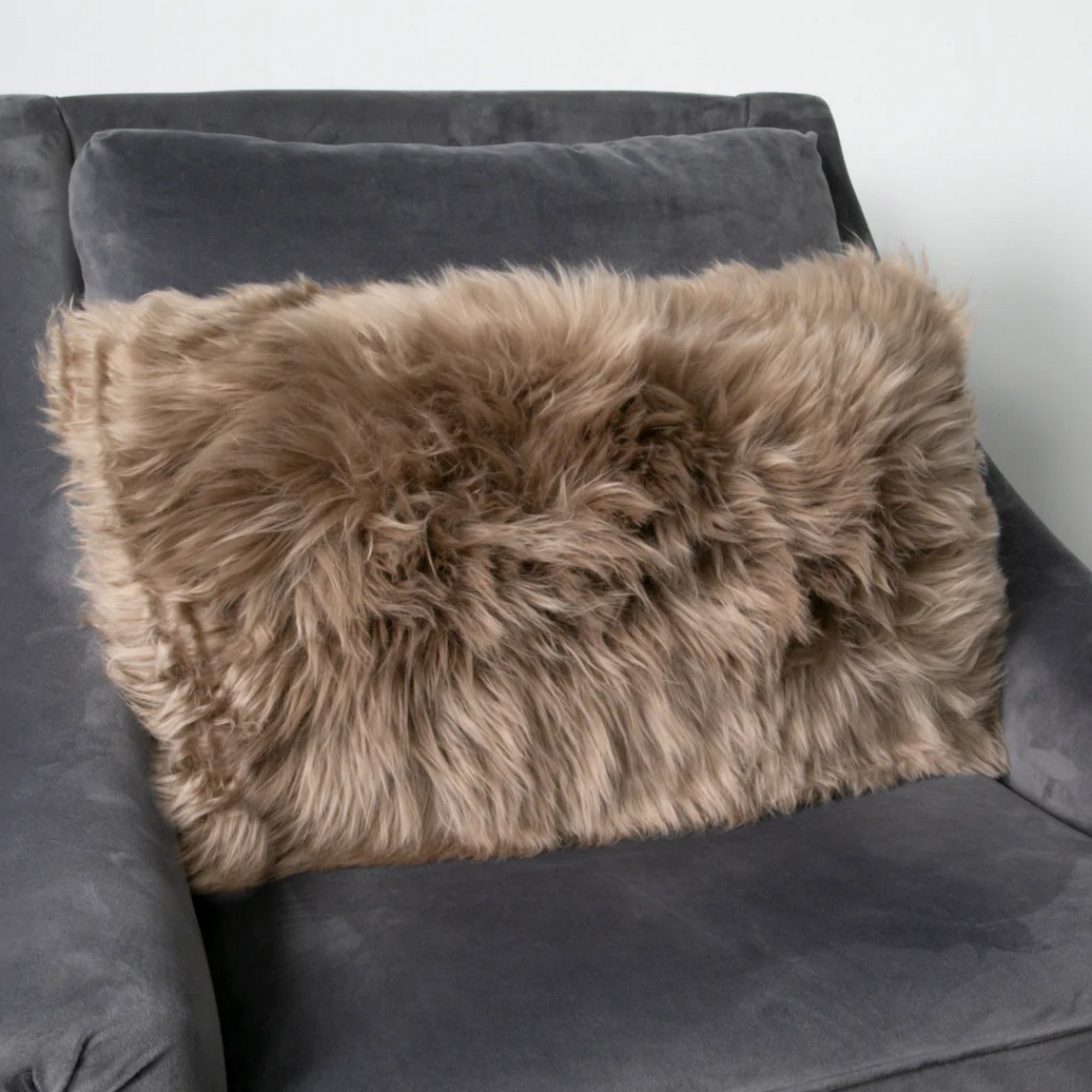 Claudia Bolster Long Hair Sheepskin Cushion In Light Brown